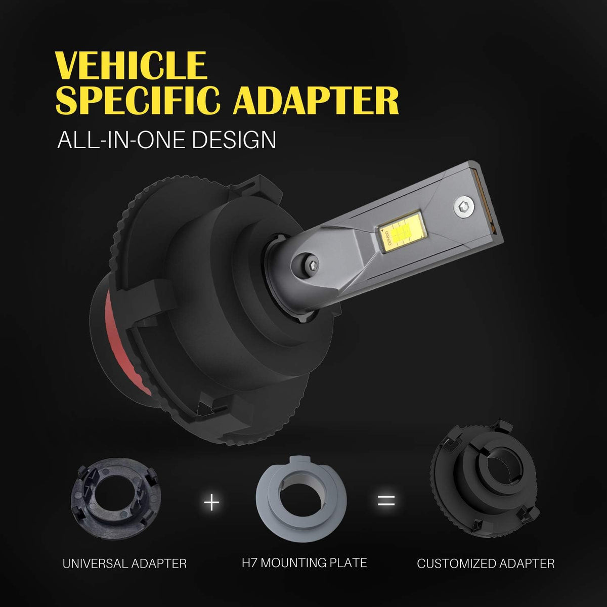 H7 LED Headlight Bulbs with Adapters 2 Pack F2918
