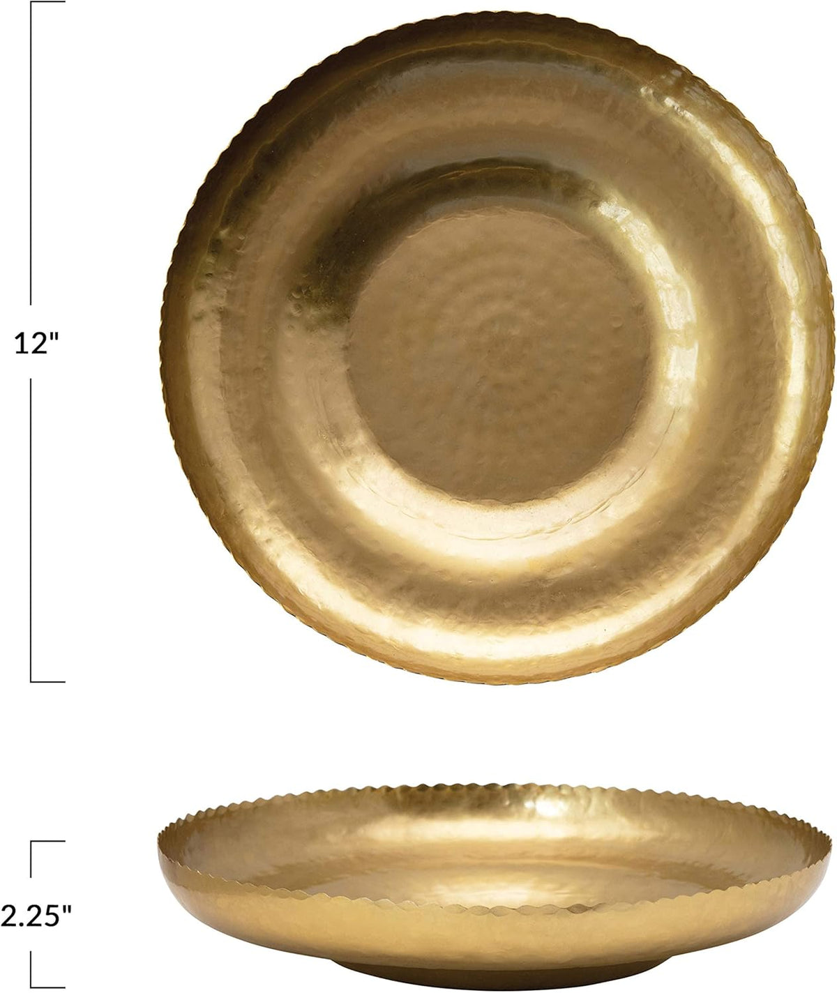 Hammered Metal Tray with Scalloped Edge, Pack of 2 Q1341