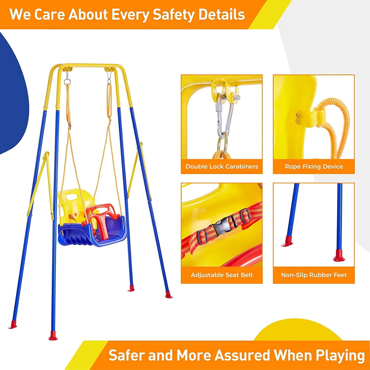 3 in 1 Toddler Swing Set with 4 Sandbags Q3890