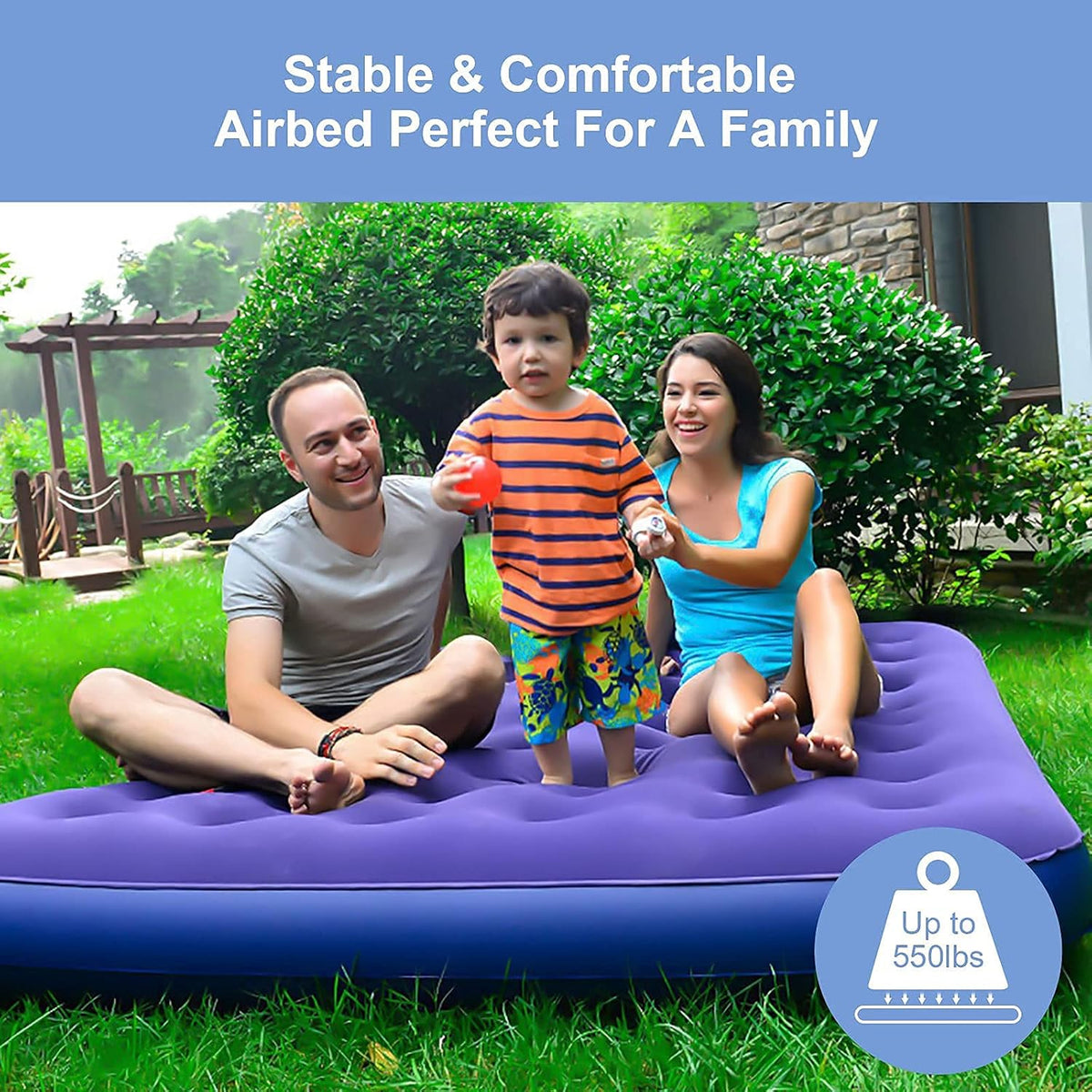 Queen Camping Air Mattress Inflatable Air Bed with Flocked Top Foldable M677