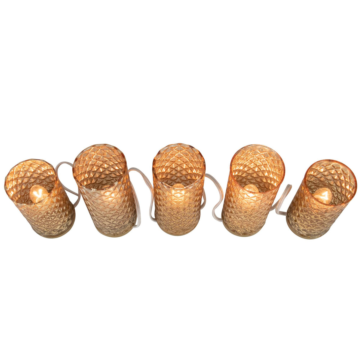 Gold Mercury Glass Flameless Christmas Candle Lights Set of 5 G67268