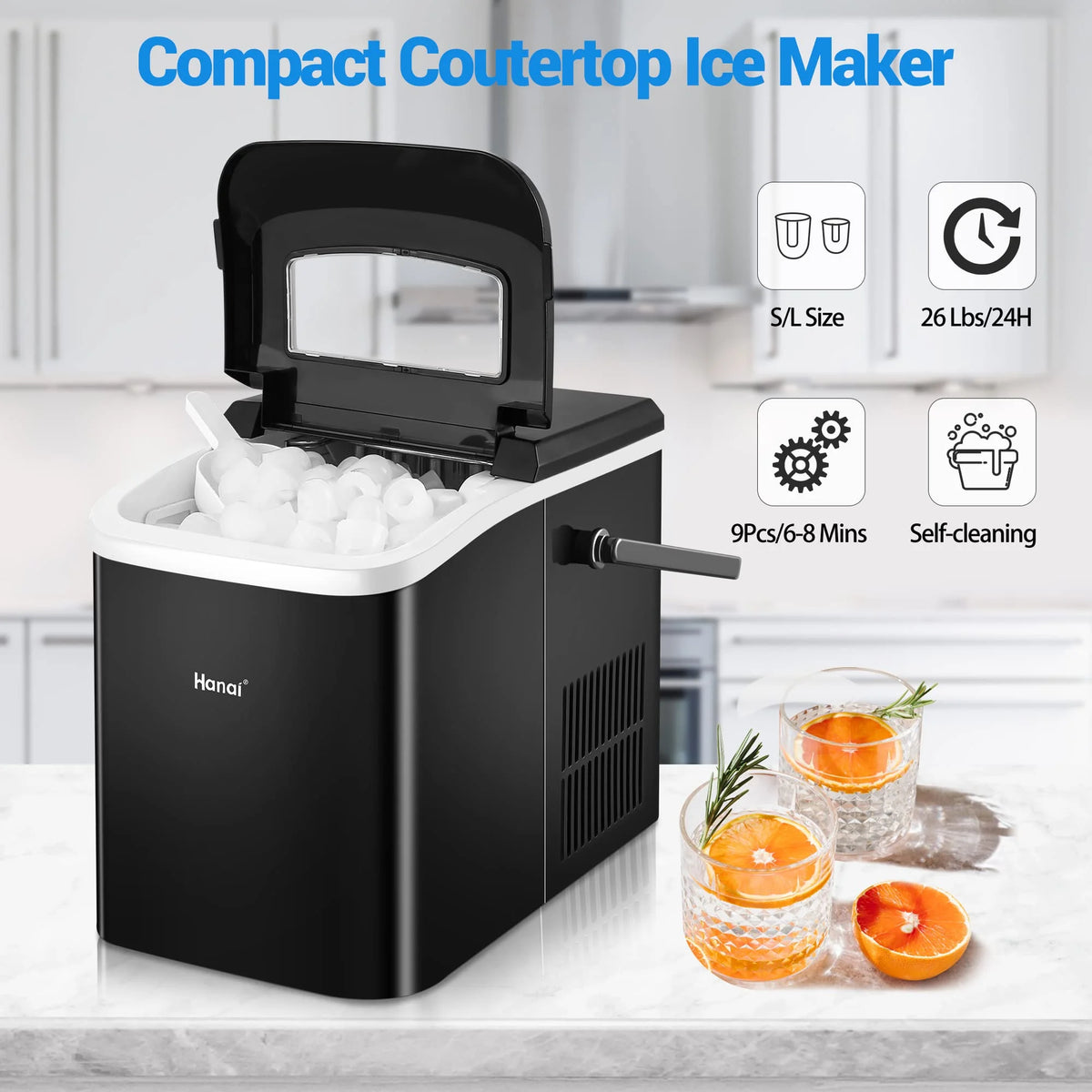 Portable Countertop Ice Maker with Ice Scoop and Basket S134578