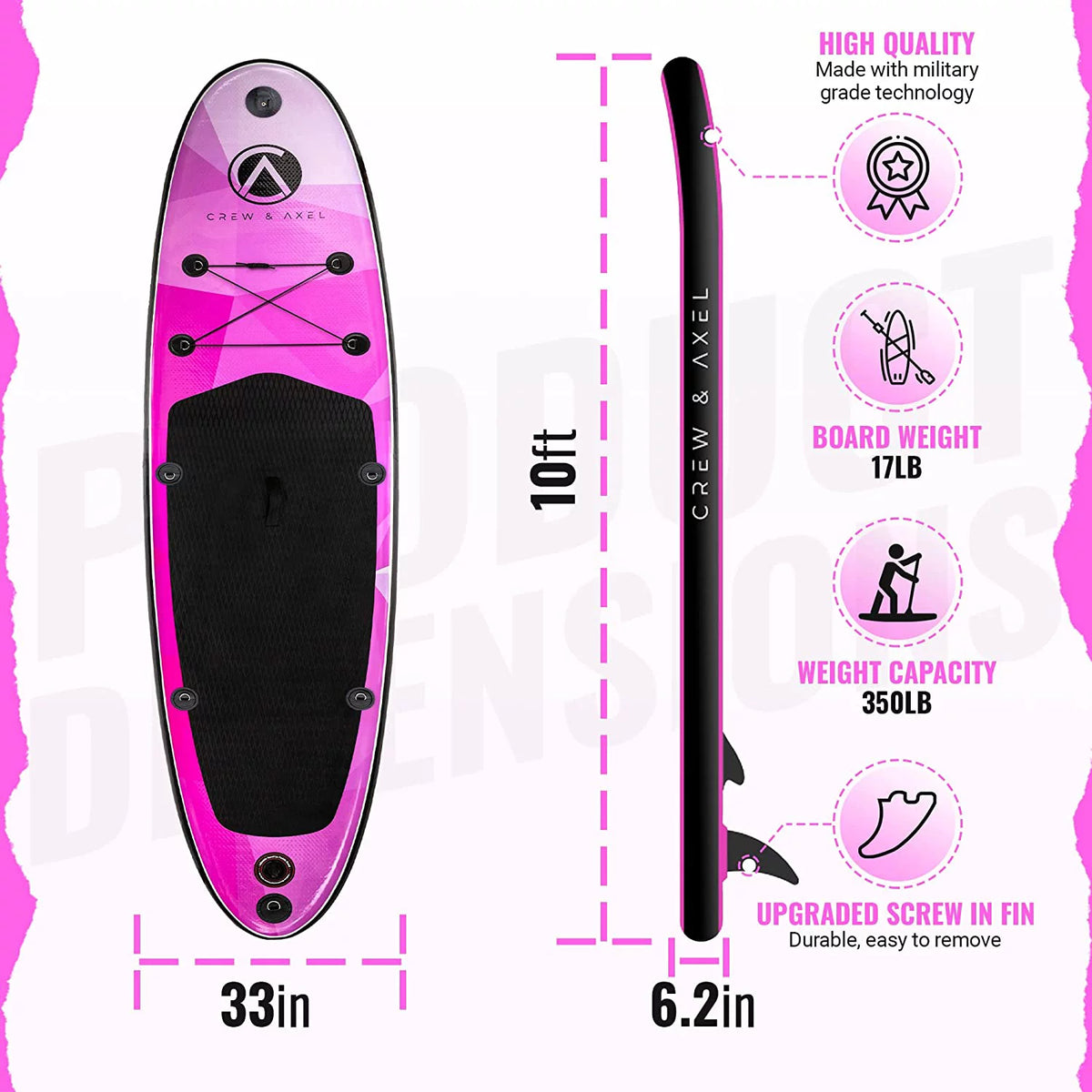 Inflatable Paddle Board SUP Kit Shiny Pink X278