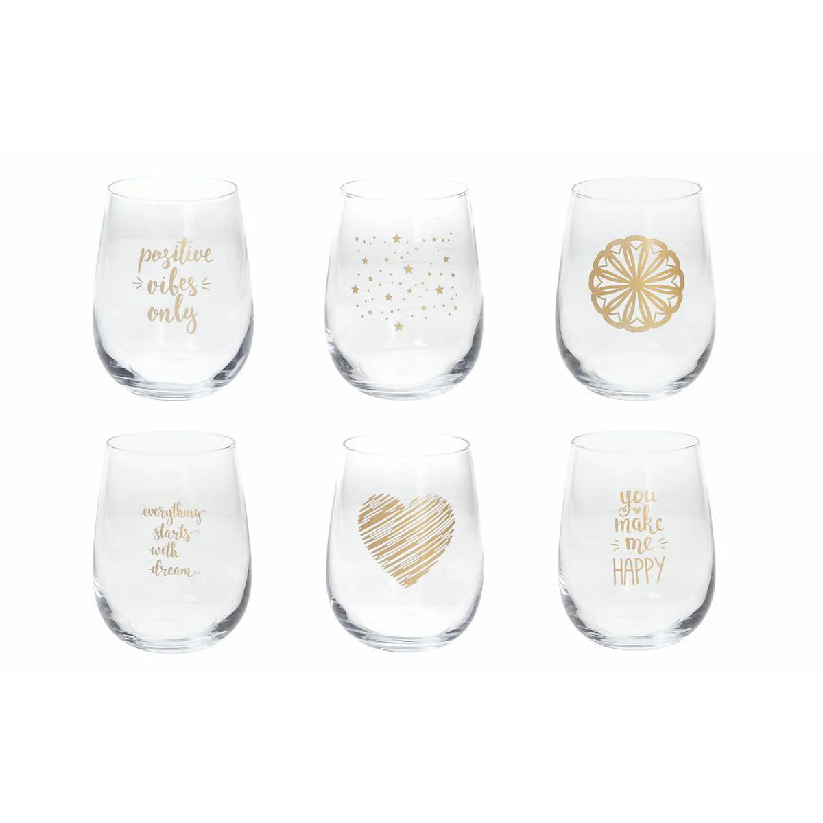6 Glasses 470cc Gold Glass D565825