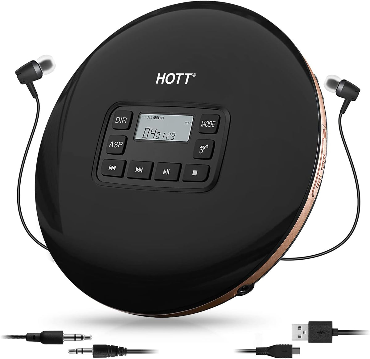 Portable CD Player with Headphones Black S4449
