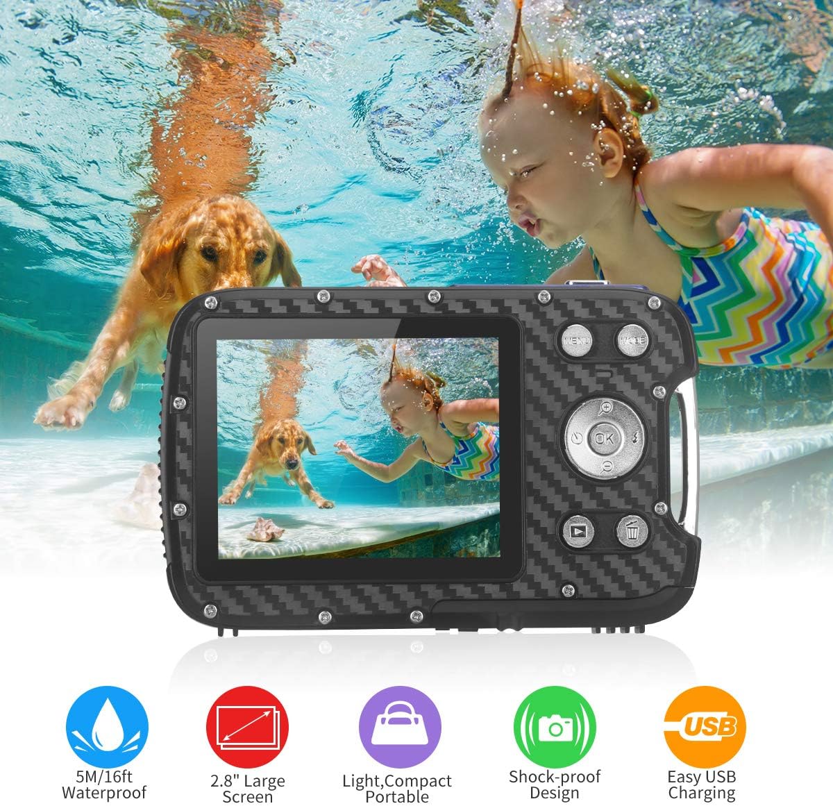 Waterproof 1080P 16MP Digital Camera with 8X Zoom S323758