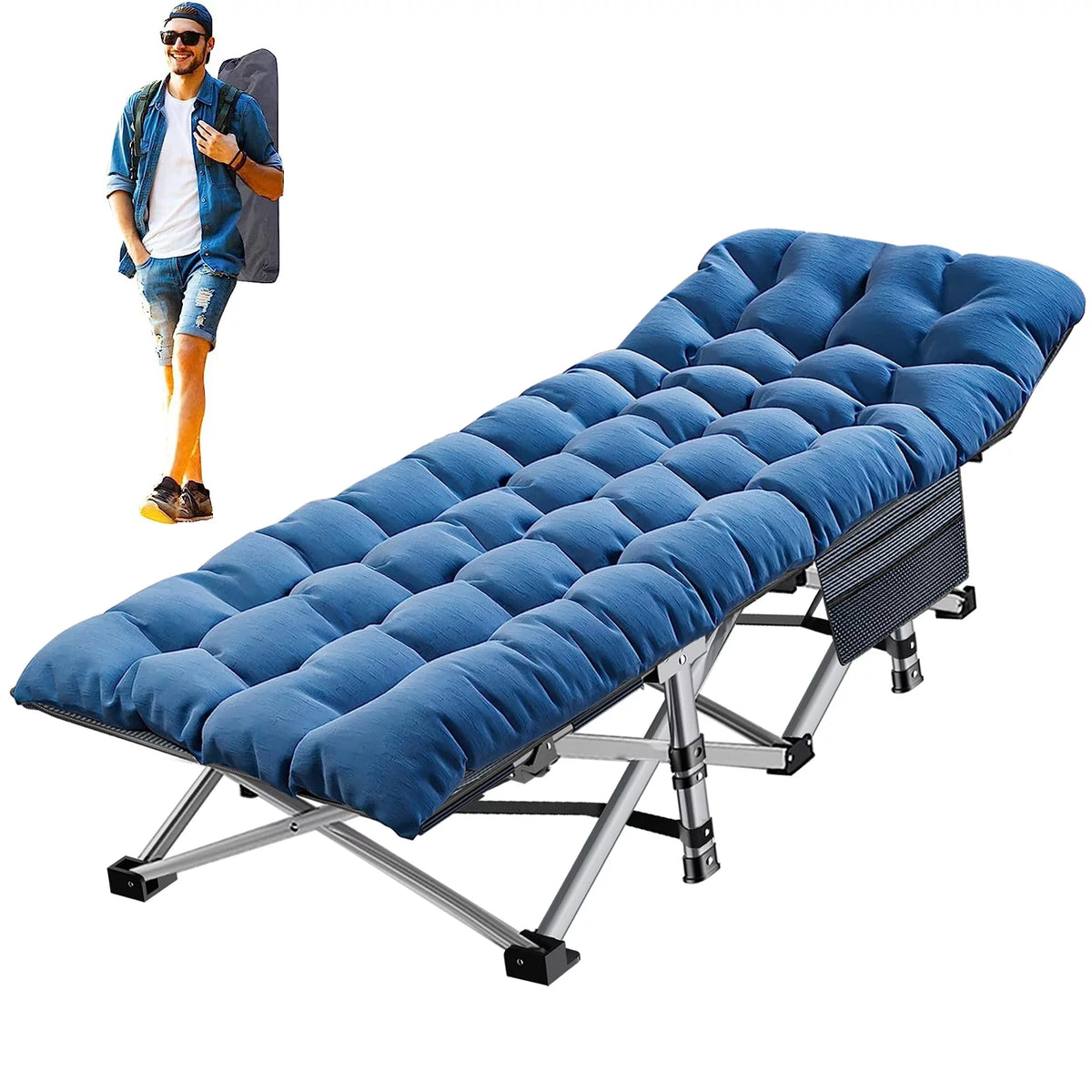 Folding Camping Cot with Mattress and Carry Bag N979