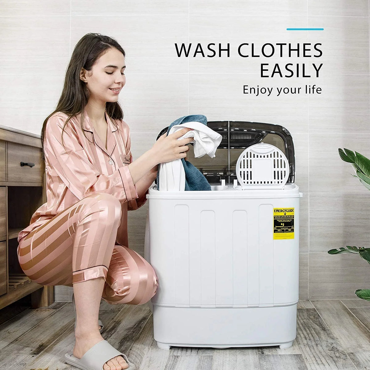 Portable Twin Tub Mini Laundry Washer and Spin Dryer Combo 13.5lbs G189988