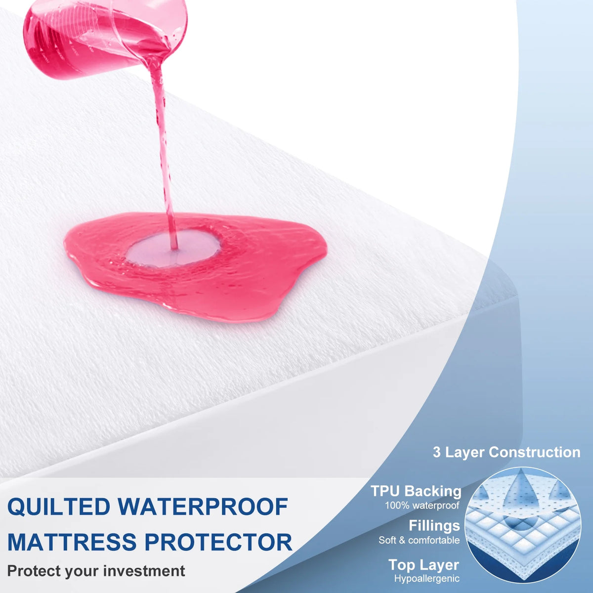 Queen Waterproof Microplush Fleece Mattress Protector B28450