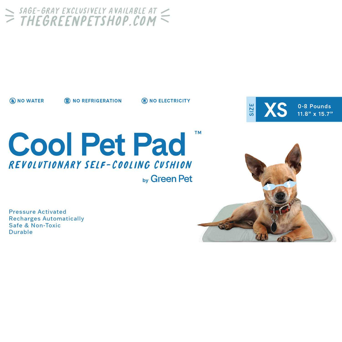 Sage Gray Self Cooling Pet Pad U72636