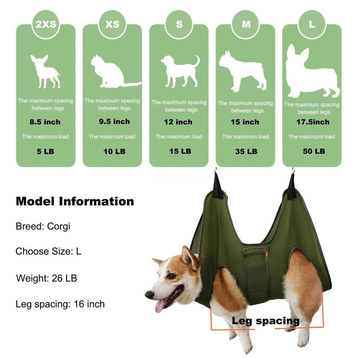 Breathable Dog Grooming Hammock Harness with Nail Clippers L500