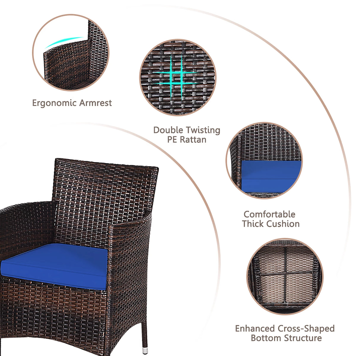3 PCS Rattan Wicker Furniture Set W5871
