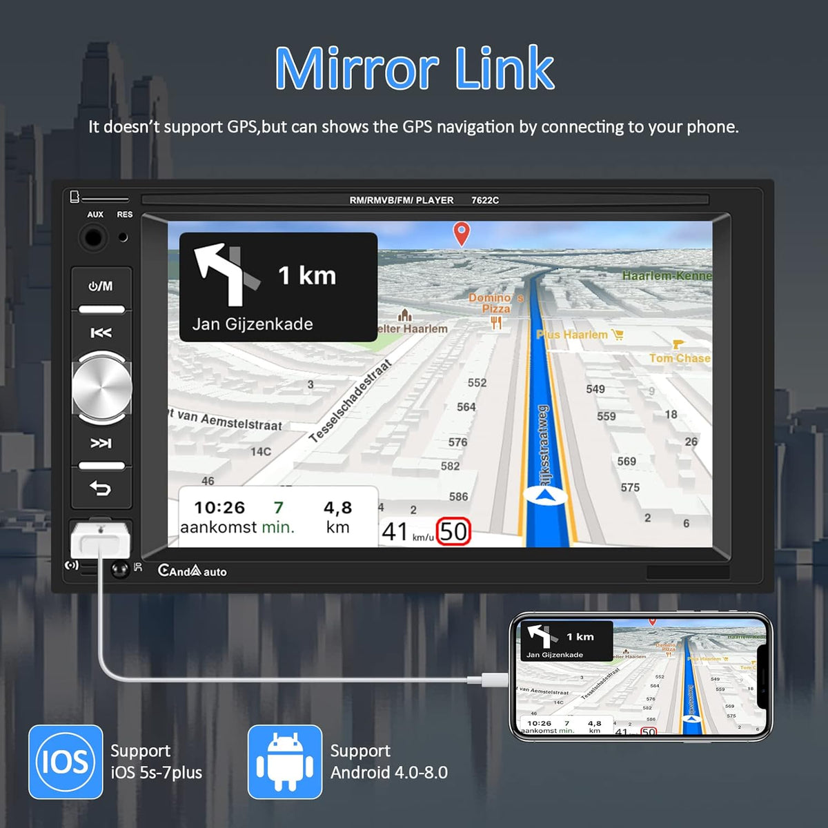 6.2 Inch Double Din Car Stereo with Carplay Android Auto H611477