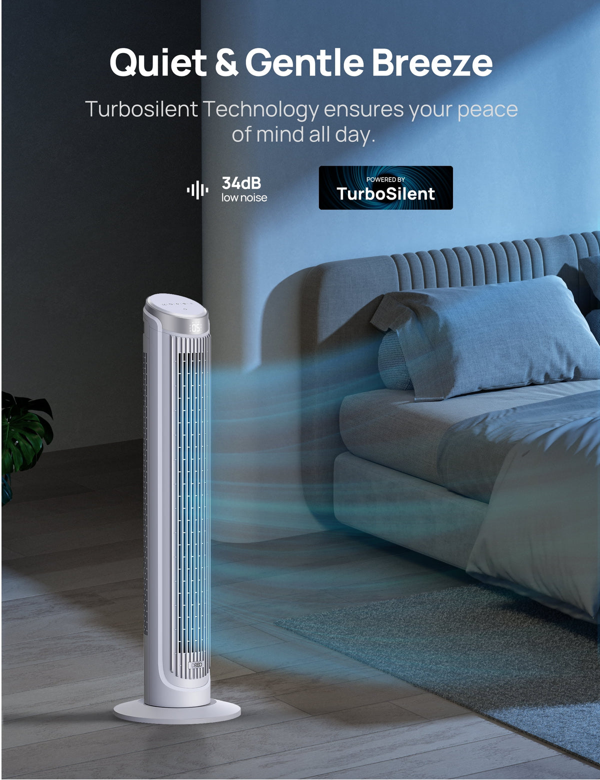 40 Inch Oscillating Tower Fan with Remote, White N66595