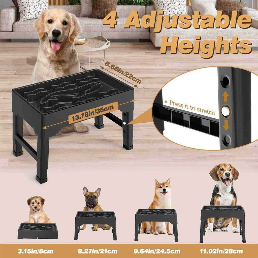 9 Cups Raised Slow Feeder Dog Bowls with 4 Adjustable Heights U13661