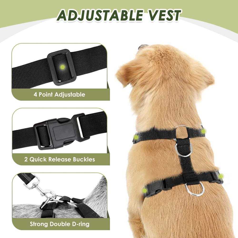 Dog Car Harness Seat Belt Set Adjustable Mesh Breathable Y66531