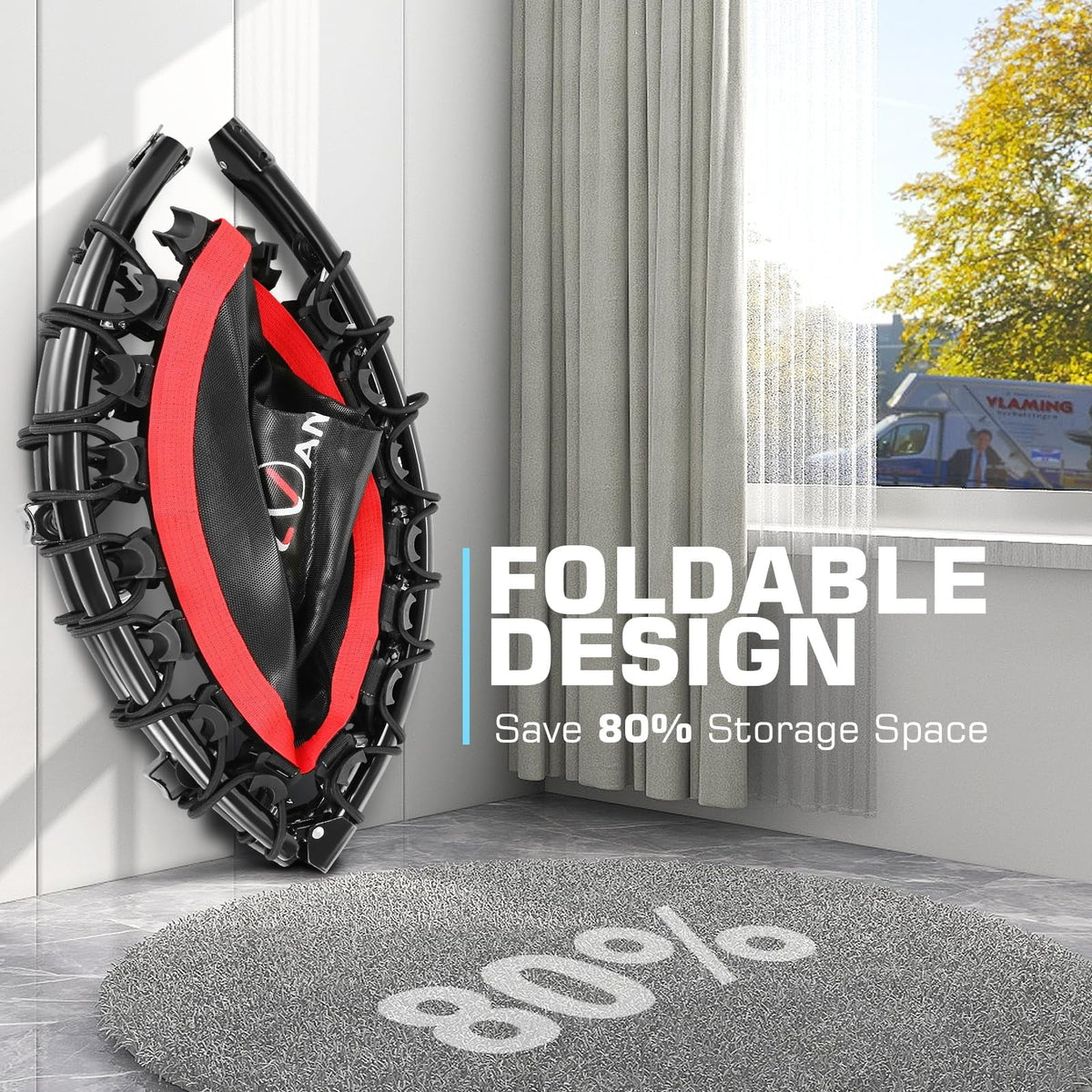 Foldable Mini Trampoline with Bungees U434918