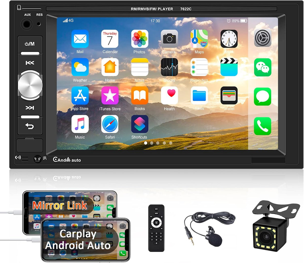 6.2 Inch Double Din Car Stereo with Carplay Android Auto H611477