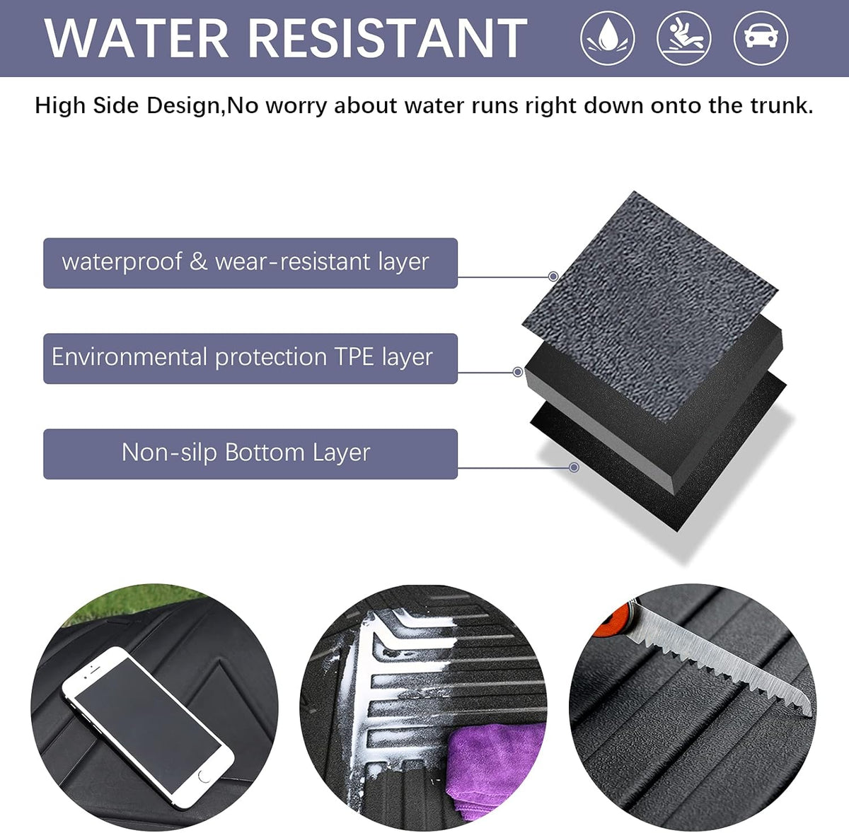 Black TPO Cargo Liner Trunk Floor Mat Protector O206890