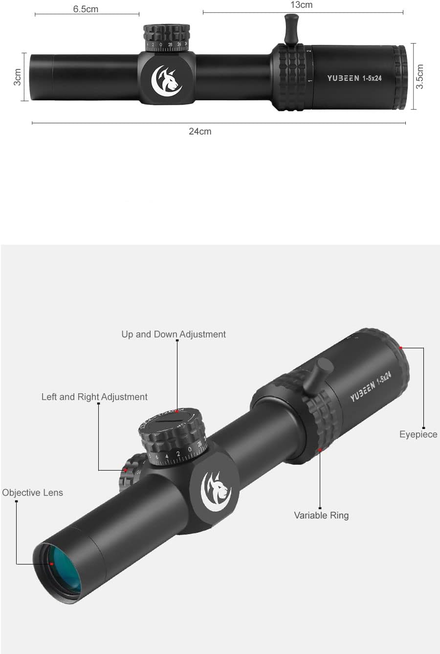 1-5x24 Rifle Scope SFP Miling Reticle with Scope Rings D4289