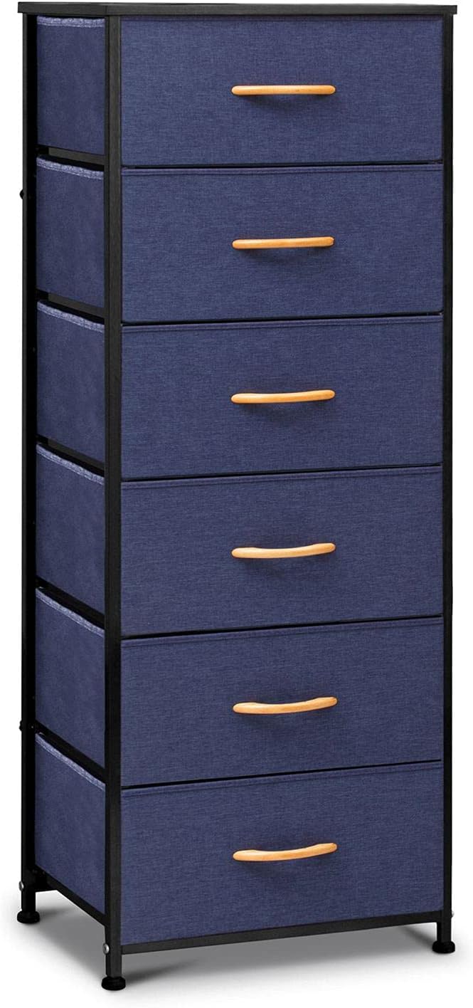 Black & Gray 6 Drawers Fabric Dresser Y594