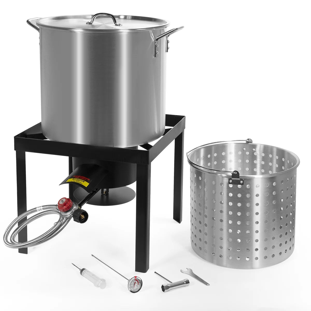 X-Large 64QT Aluminum Turkey Deep Fryer Steamer with Burner T961536