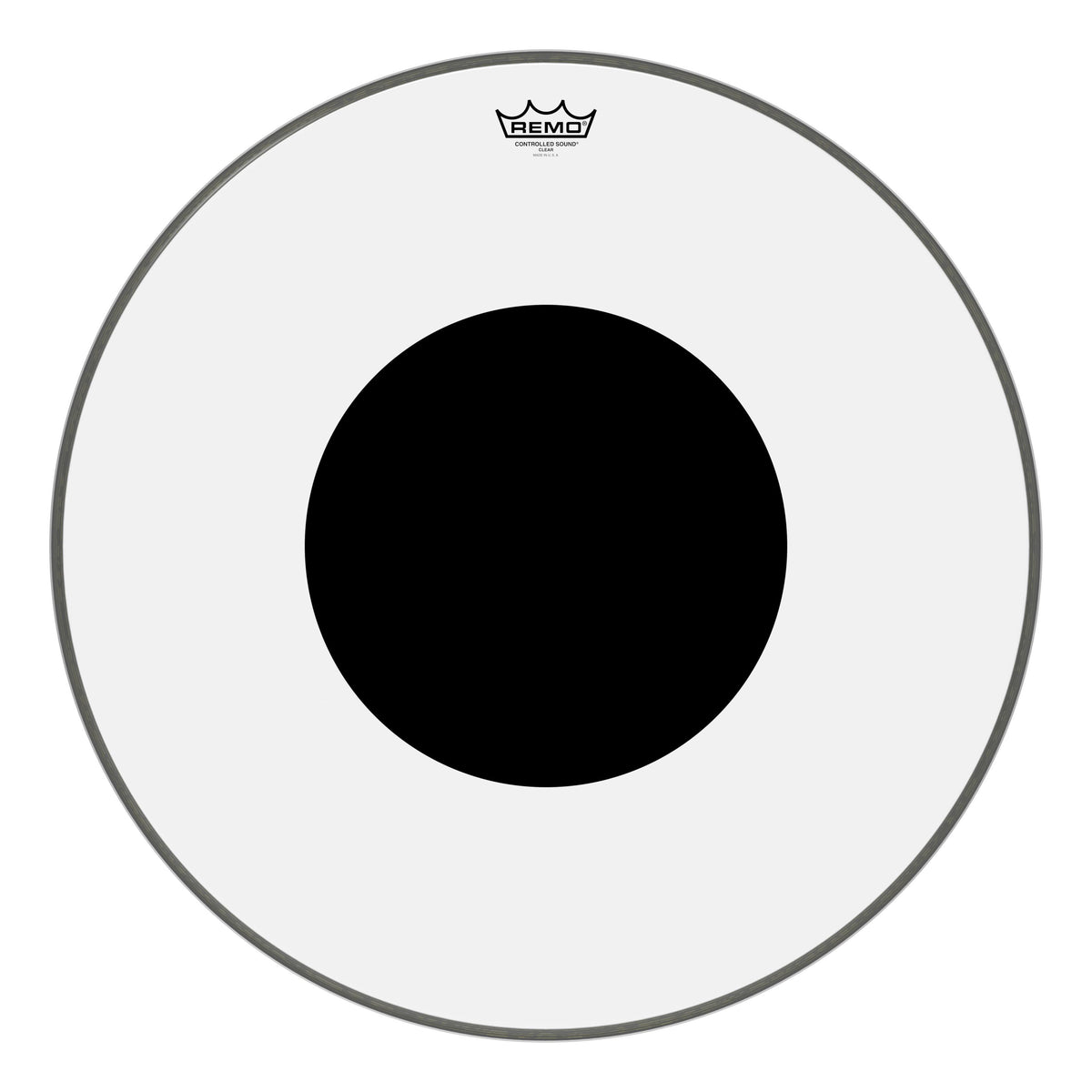 Clear Controlled Sound Bass Drum Head Black Dot K34498
