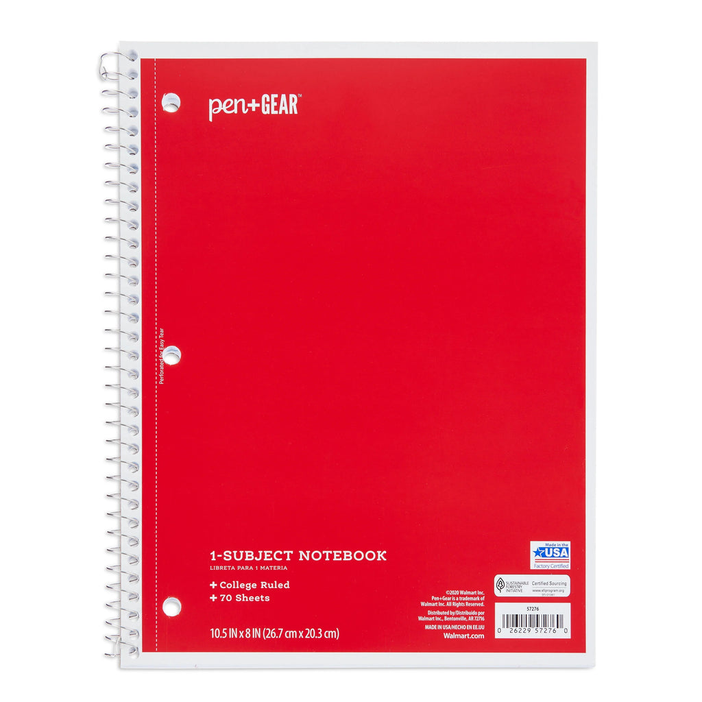 1-Subject College Ruled Notebook, Blue, 70 Sheets L2990