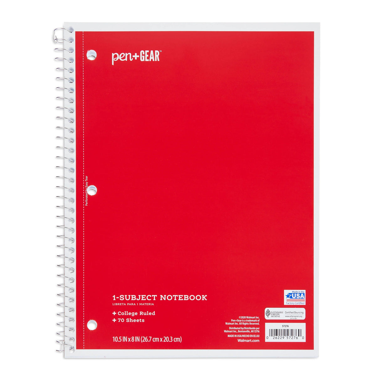 1-Subject College Ruled Notebook, Blue, 70 Sheets L2990