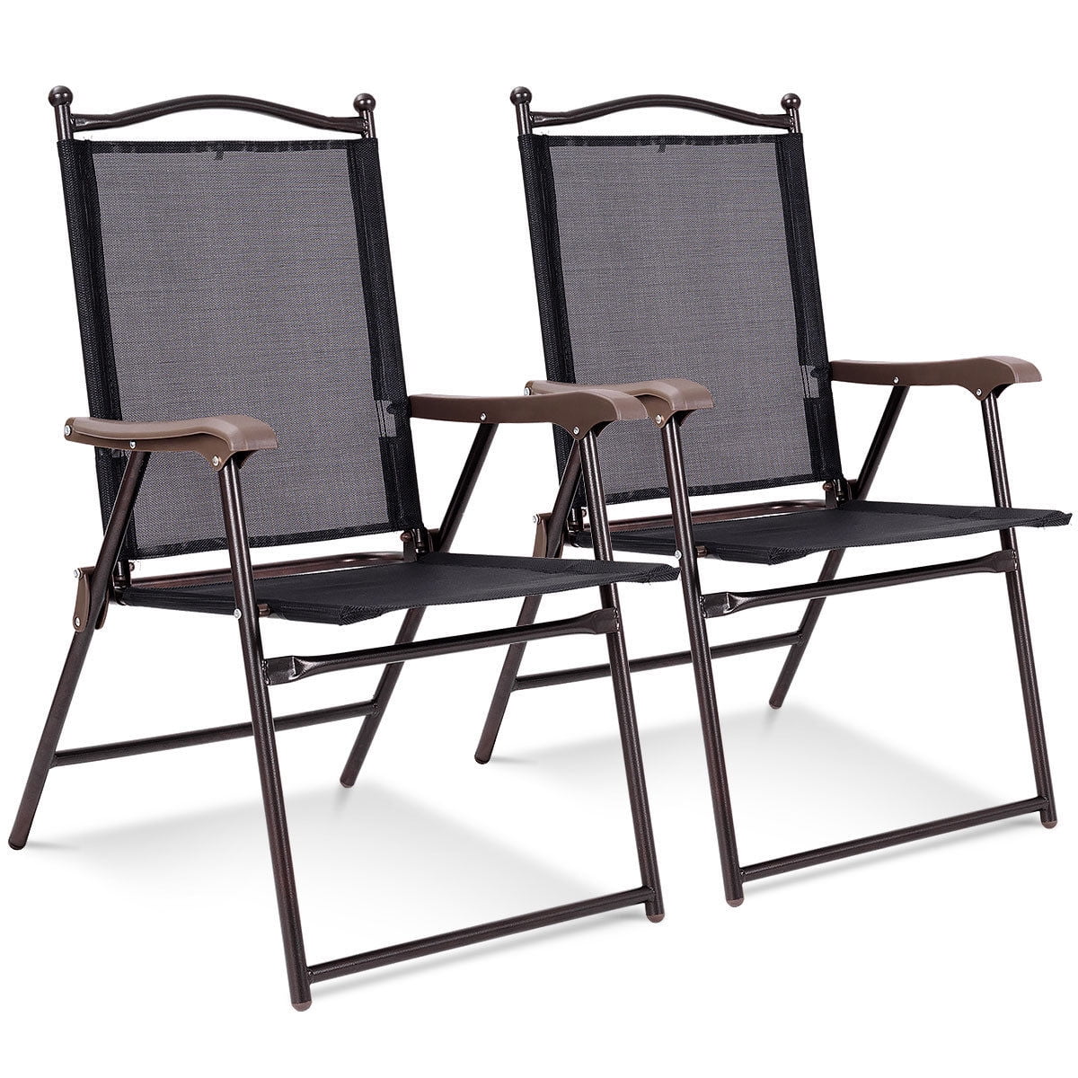 Set of 2 Black Folding Sling Back Chairs J607