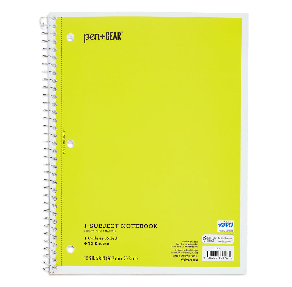 1-Subject College Ruled Notebook, Blue, 70 Sheets L2990