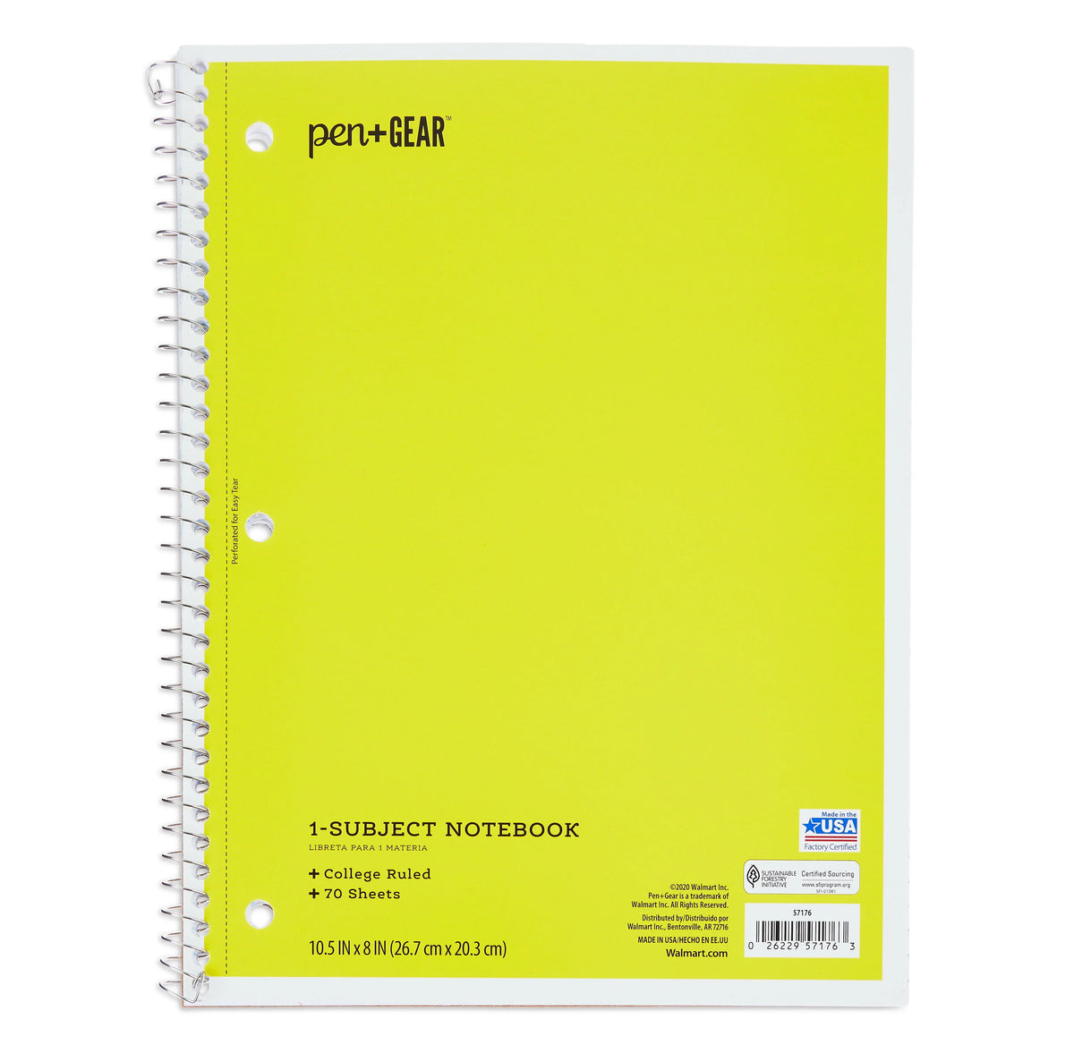 1-Subject College Ruled Notebook, Blue, 70 Sheets L2990