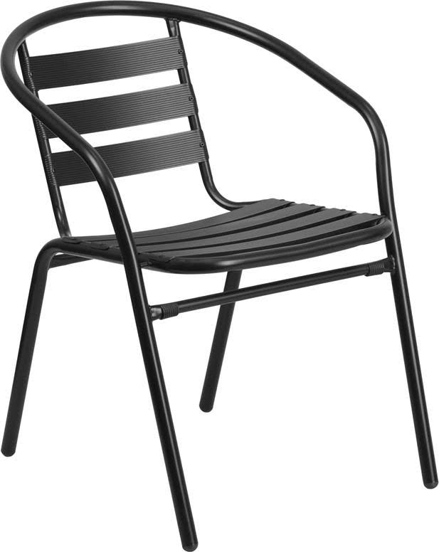Black Metal Stack Chair with Aluminum Slats B3150