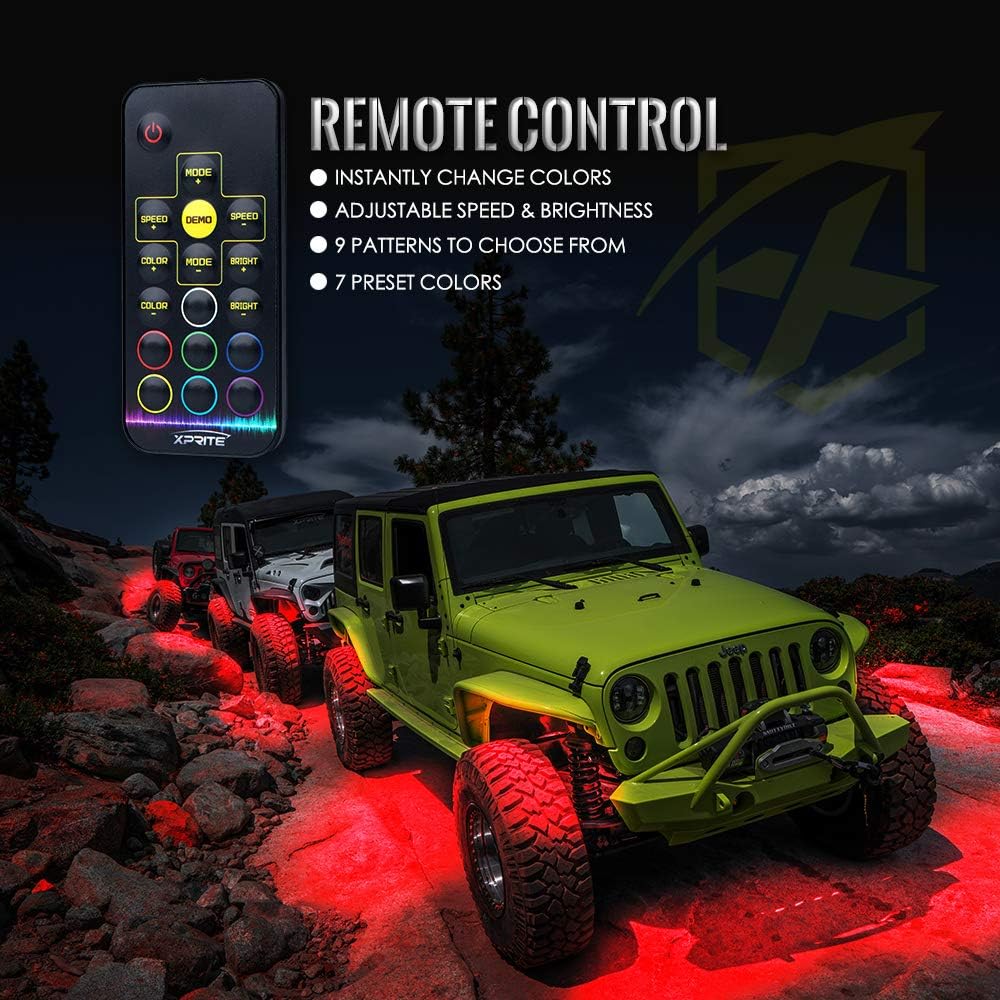 RGB LED Rock Lights Kit with Wireless Remote Control, 6PCS W848048