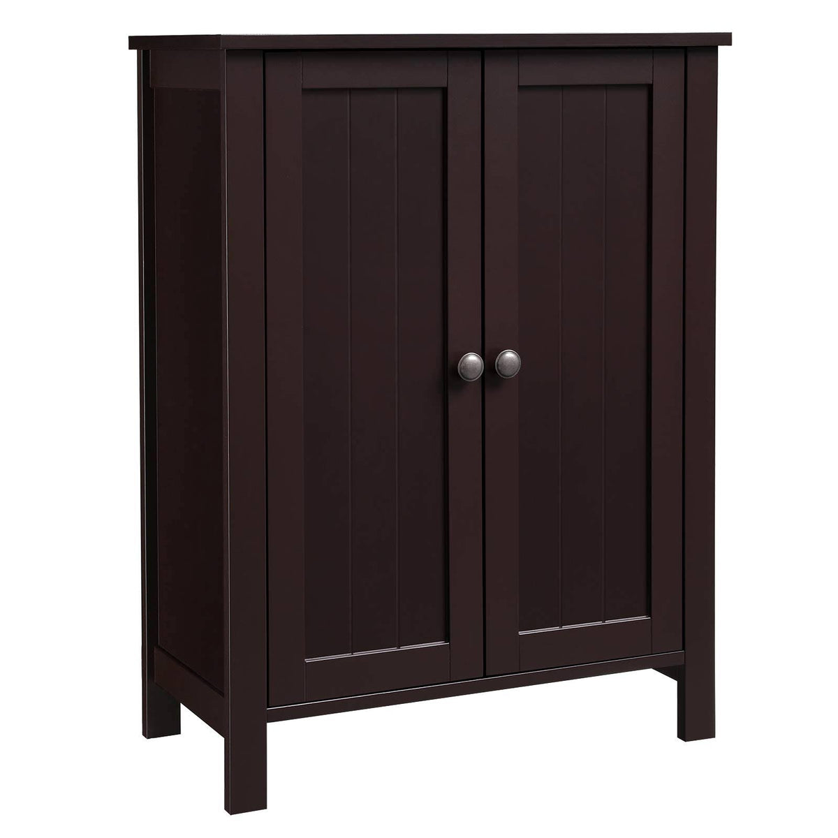 Brown Bathroom Floor Storage Cabinet with Double Door Adjustable Shelf Z35827