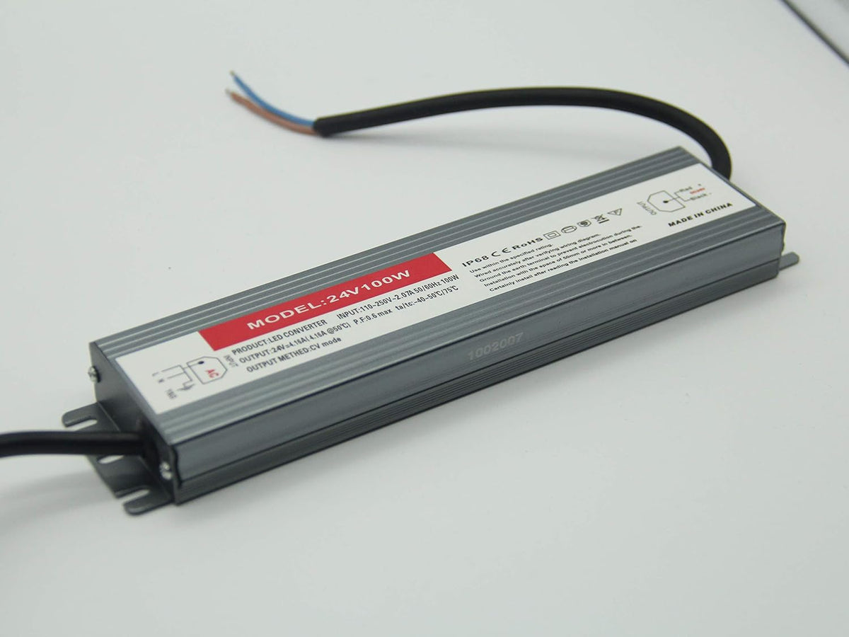 100W Waterproof IP68 LED Driver 110V-265V AC to 24V DC Power Supply Pack of 2 G7592