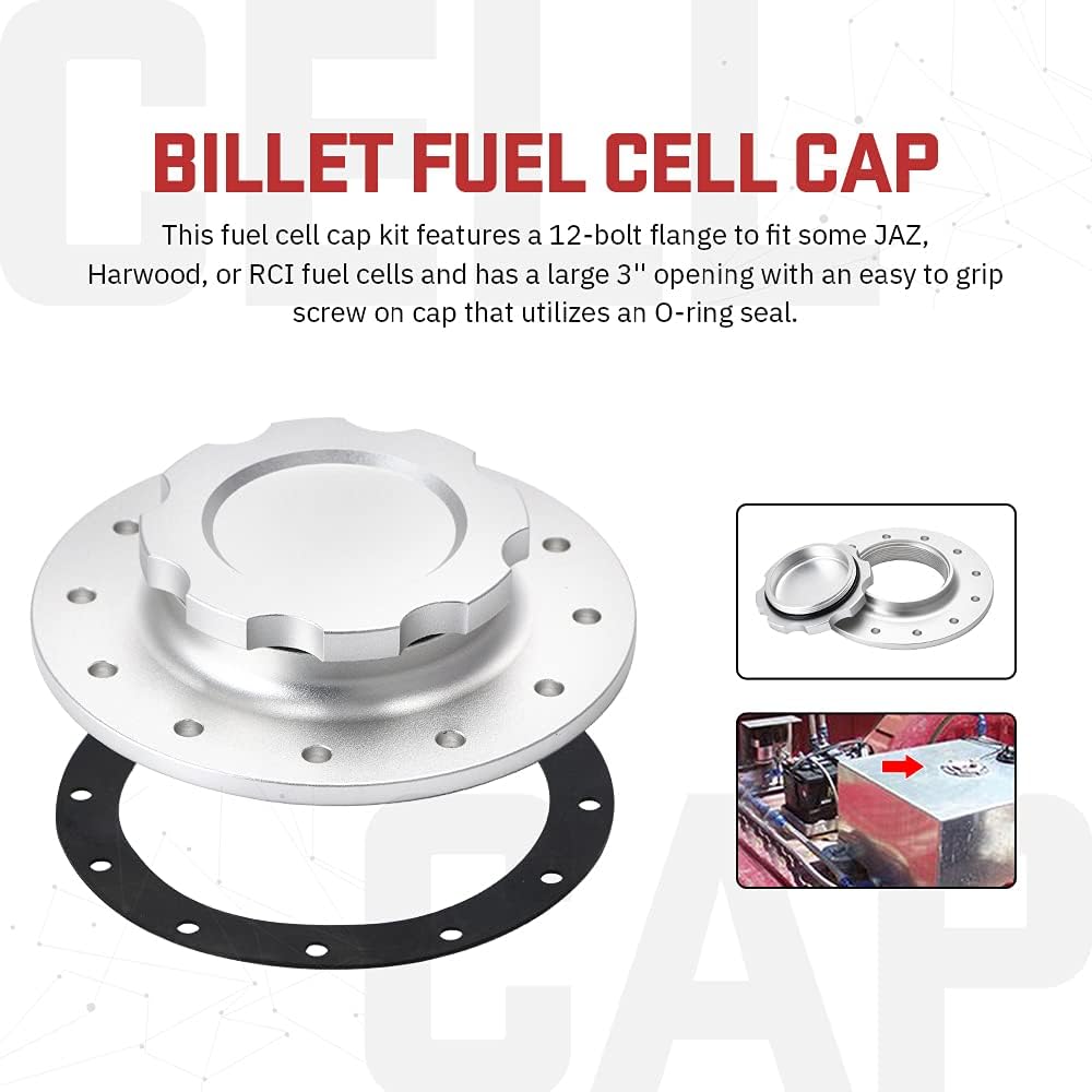 Billet Aluminum Fuel Cell Gas Cap with 12 Hole Bung and Gasket P951
