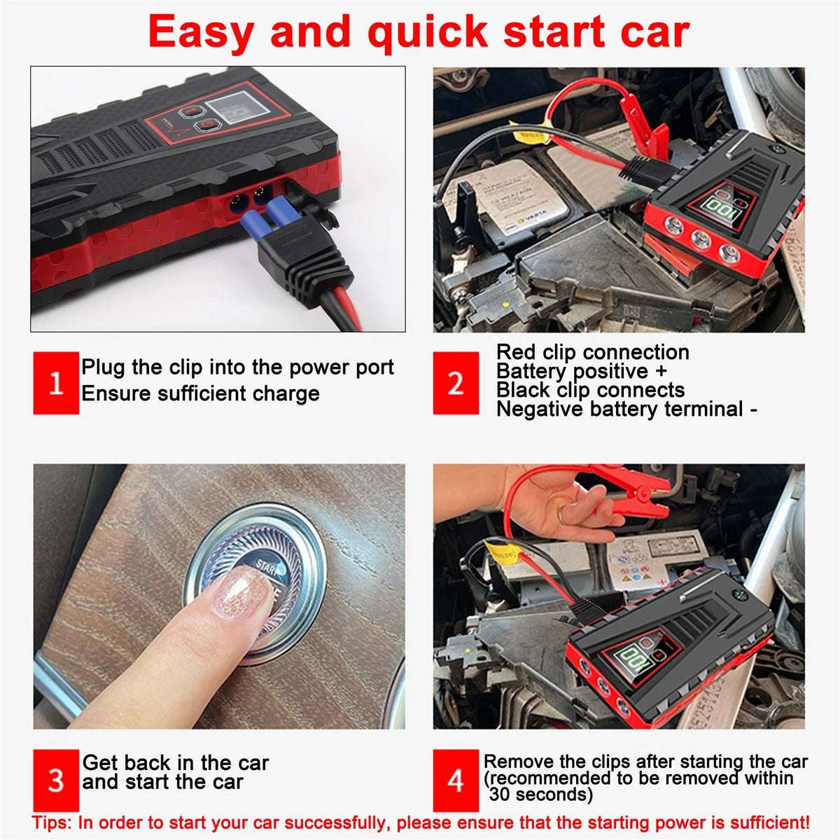 5000A Peak 99800mAh 12V Car Jump Starter with LCD Display G82097