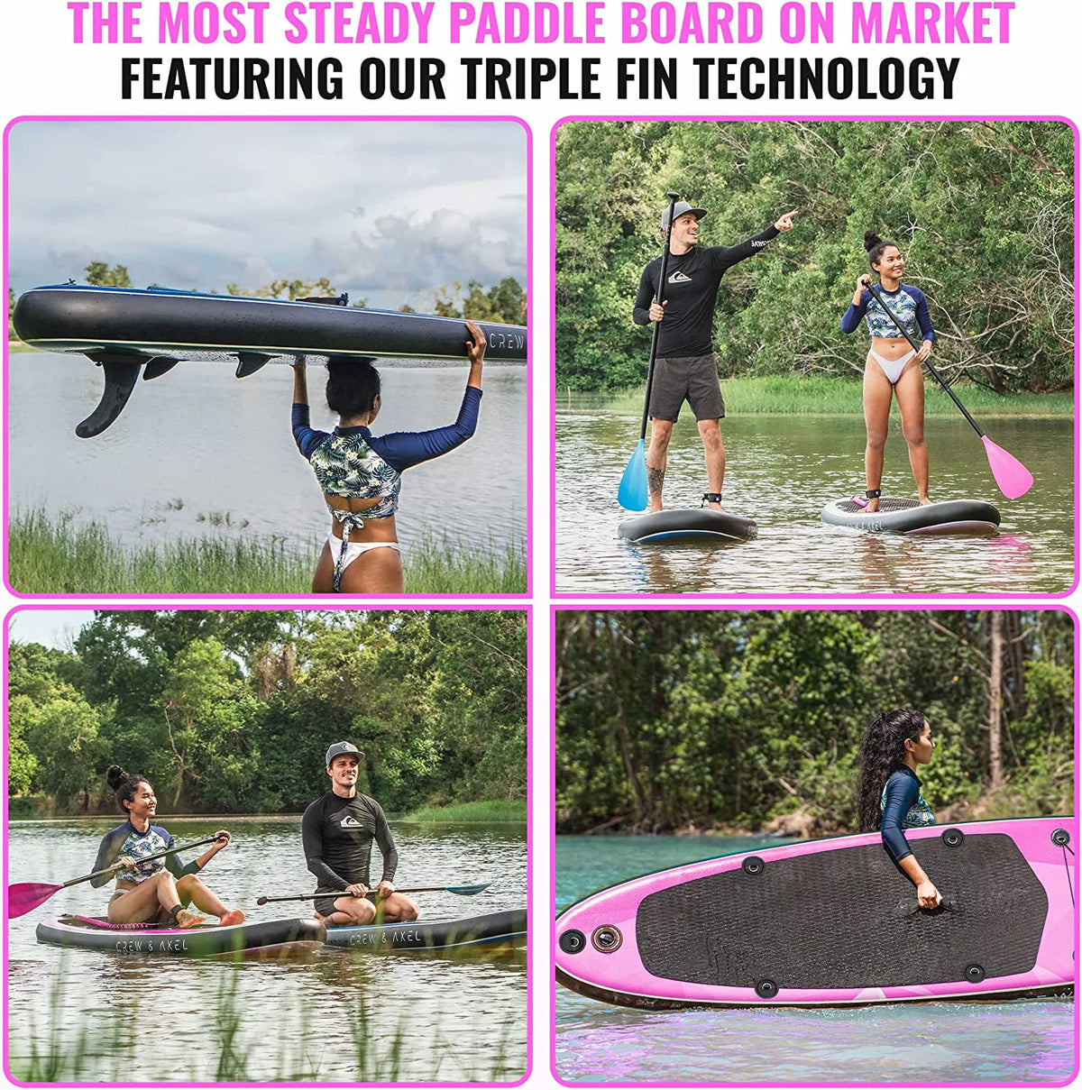 Inflatable Paddle Board SUP Kit Shiny Pink X278