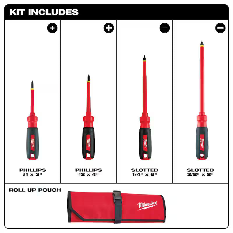 Insulated Screwdriver Set and Pouch (4-Piece) B689332