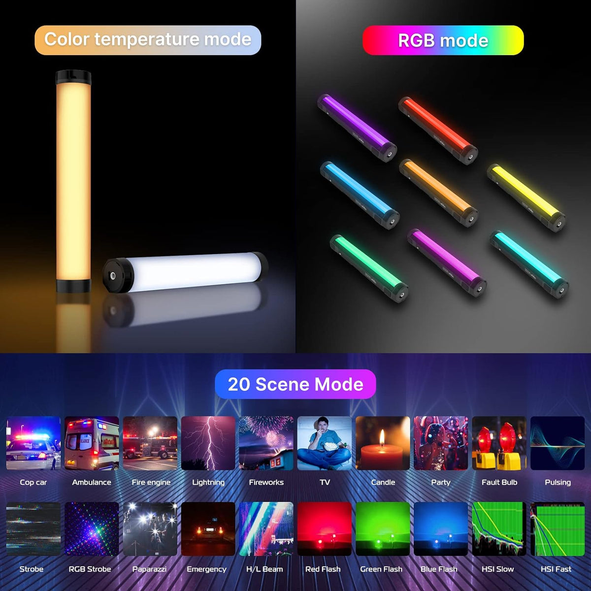 Handheld RGB LED Video Light Wand 2500-9000K Dimmable B311582
