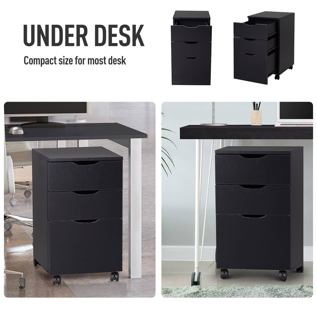 3 Drawer Rolling File Cabinet B1207
