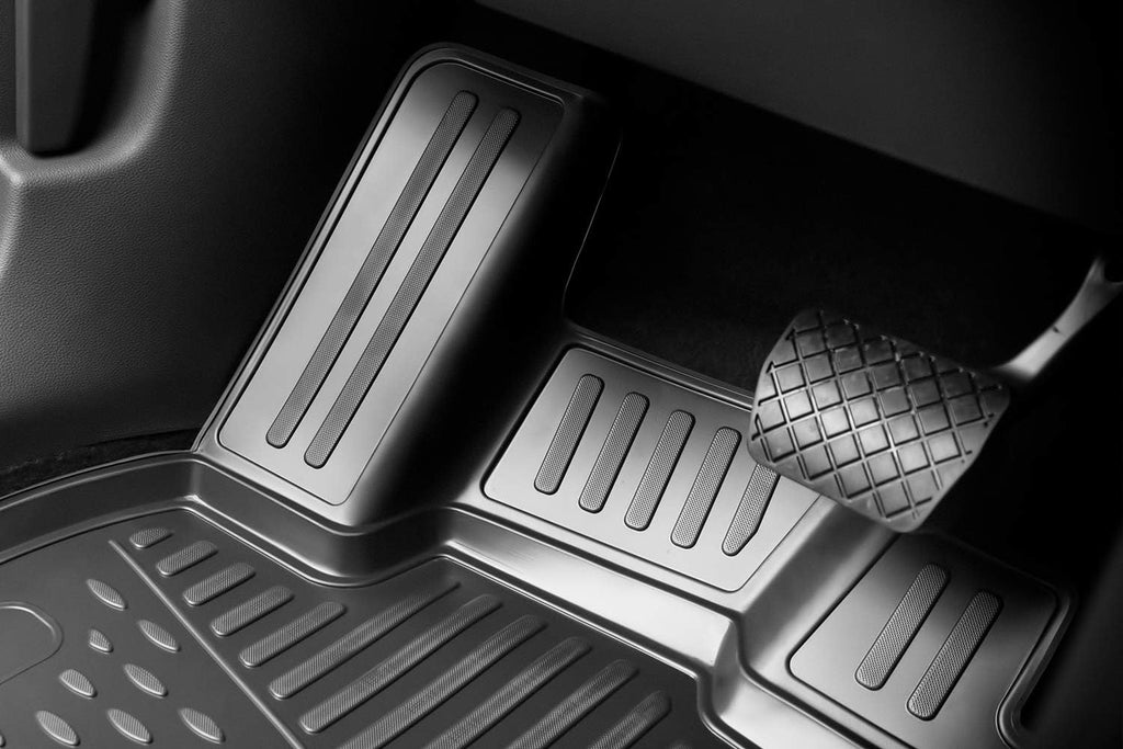 Black Floor Mats Front & 2nd Row Seat Liner Set C801
