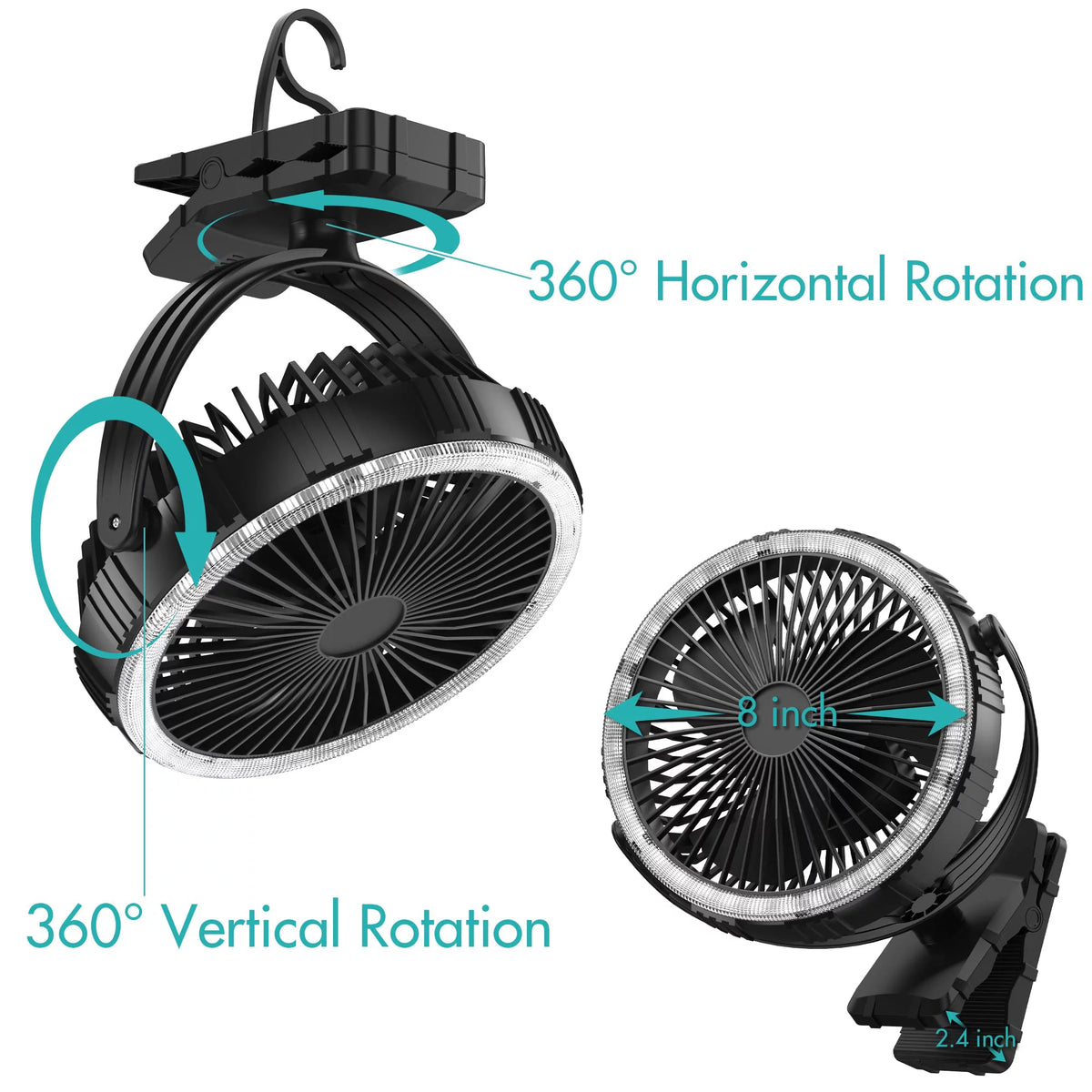 Rechargeable Clip-On Fan with LED Lights P12289