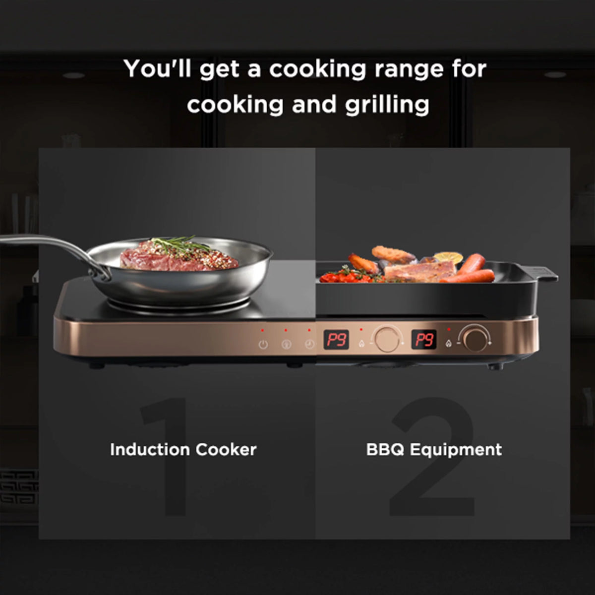 Portable Induction Cooktop Electric Stove & Cast Iron Griddle S875472