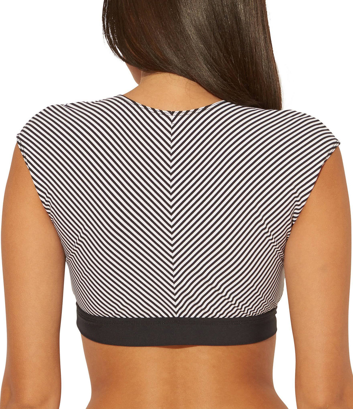 Black Tie Front Cap Sleeve Swim Top O939
