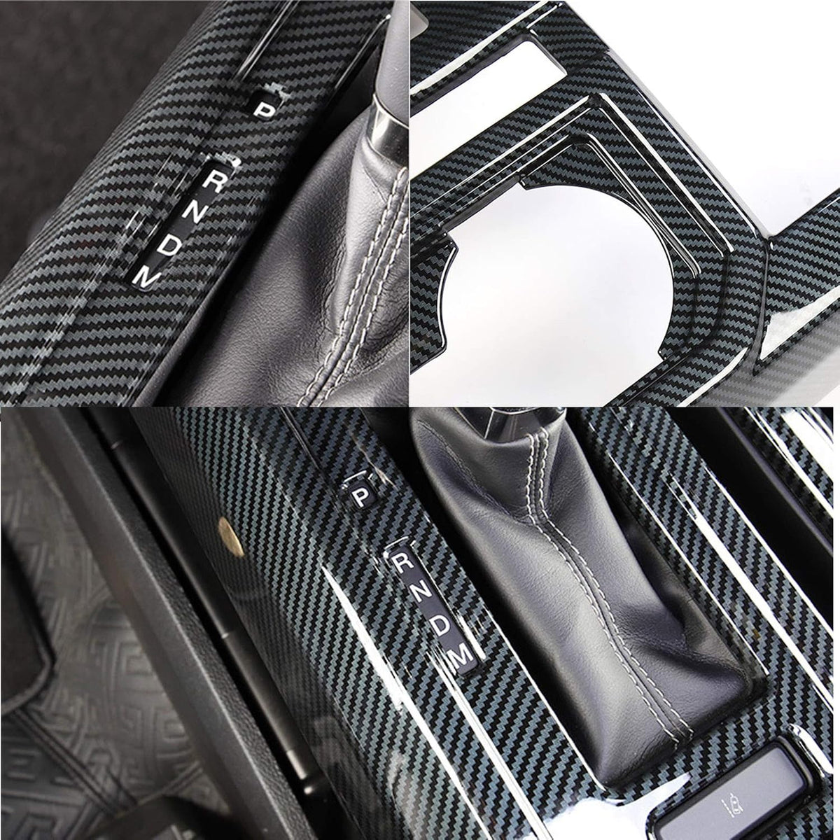Carbon Fiber Center Console Gear Shift Cup Holder Trim 2pcs J72375