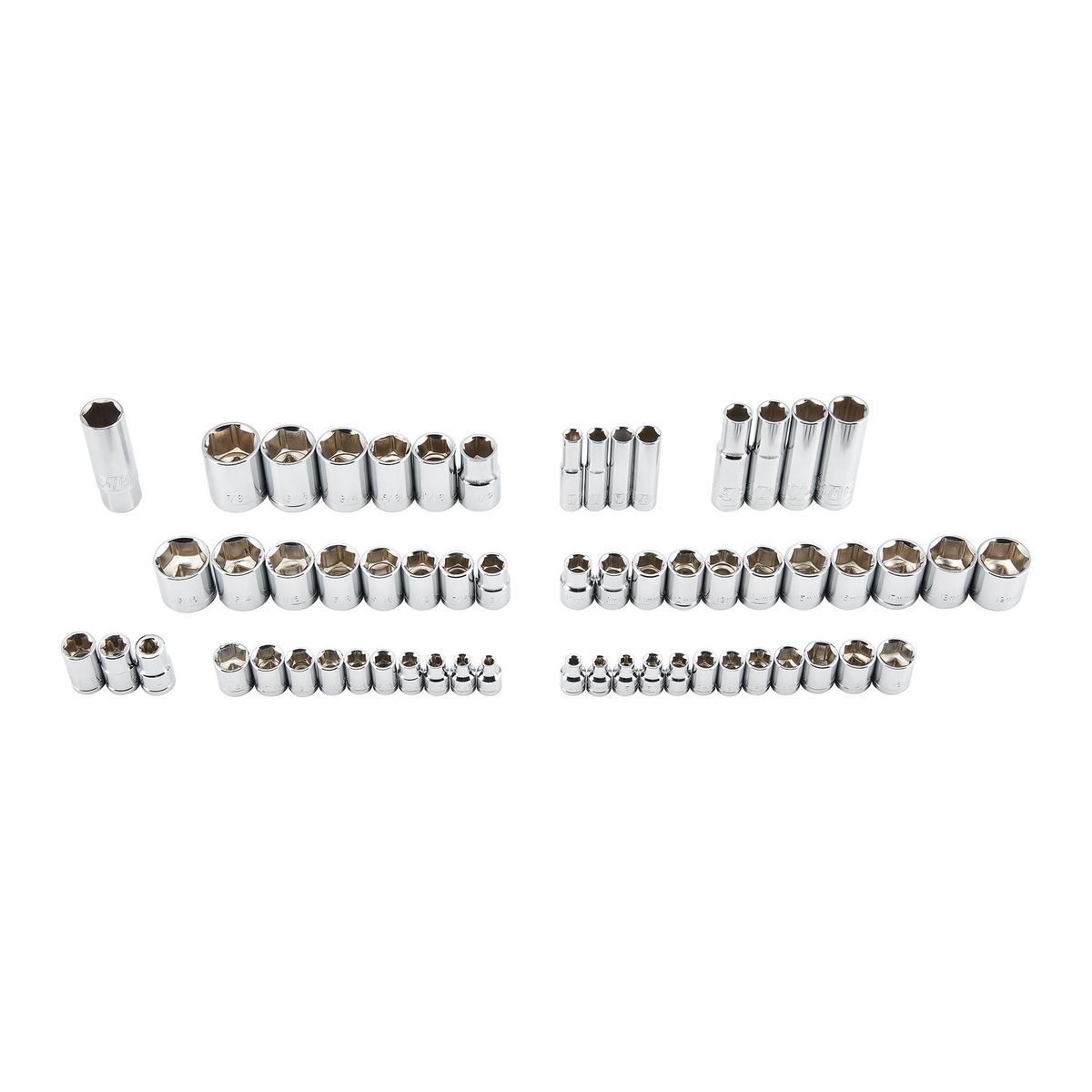 1/4 in., 3/8 in., and 1/2 in. Drive SAE and Metric Socket Set, 64-Piece M598252