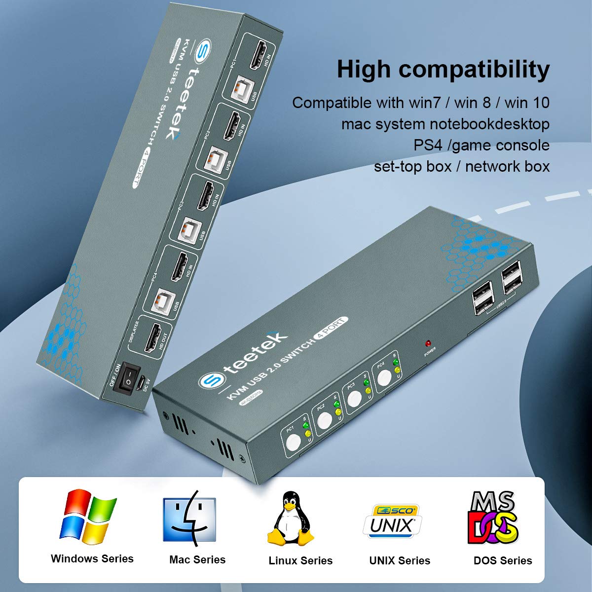 HDMI 4 Port 4K@60Hz USB KVM Switch with Cables I5126