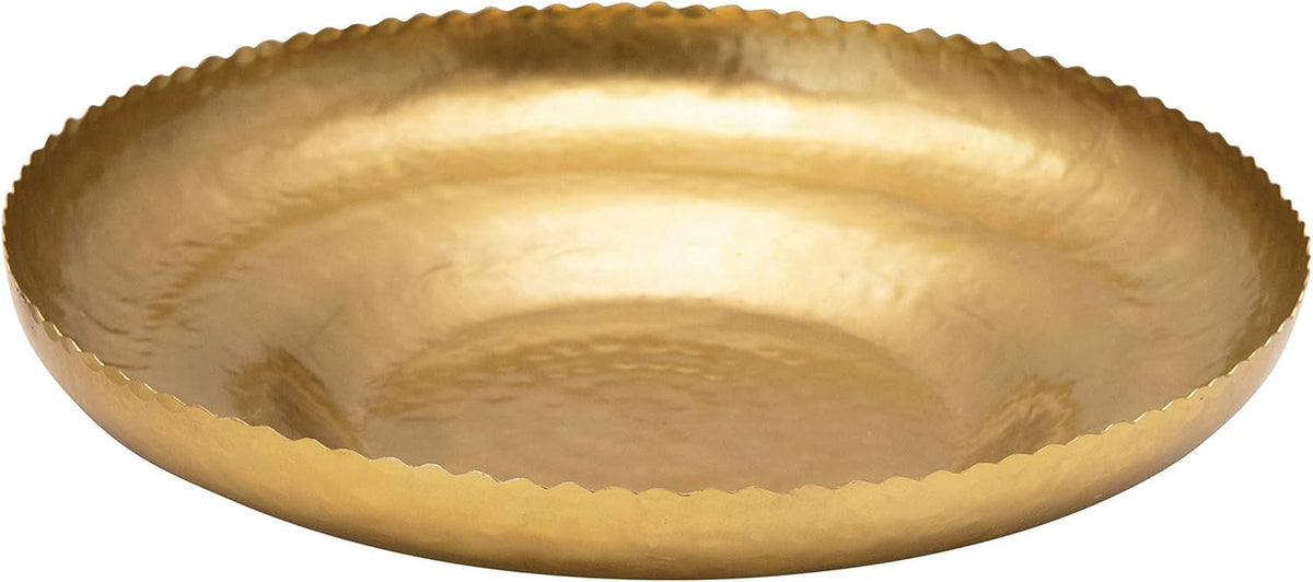 Hammered Metal Tray with Scalloped Edge, Pack of 2 Q1341